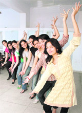 These girls just wanna have fun as they practice on the eve of the cultural fest Soch that gets going on the PU campus from Wednesday.