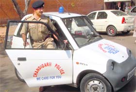 While the Nano has fuelled the common man's small-car dreams, the Chandigarh Police conserves fuel the electronic way, with small wonder Reva