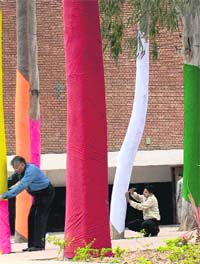 A riot of colours, in the shape of totem art, announces the onset of the Heritage Festival in the tricity
