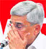 CPM general secretary Prakash Karat gestures as he speaks to the media in New Delhi.