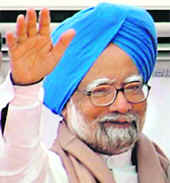 PM Manmohan Singh waves at an election rally at Jalalabad in Ferozepur on Saturday.