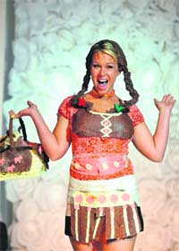 Choc a bloc: A model inspired by Heidi displays an outfit made of chocolate during a fashion show as part of the 8th annual Sweet Charity event in Washington on Monday