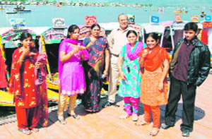 Tourists at world famous Dal Lake in Srinagar.