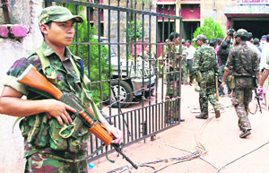 Security forces capture Lalgarh police station on Saturday, the third day of the crackdown on Maoists.