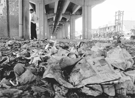 Garbage lies scattered under the Zirakpur flyover.