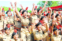 The first women batch of the BSF in a jubilant mood.