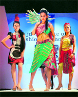 Guitars and flutes inspire this collection at a show in Guwahati.