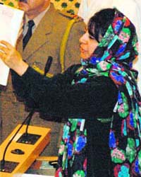 PDP president Mehbooba Mufti shreds a CBI letter clearing Chief Minister Omar Abdullah in a sex scandal during the Assembly session in Srinagar