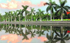 The concrete road connects the real world with the surreal at Panjab University