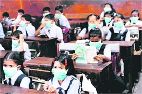 STUDIED MEASURE: Children in a classroom in Mumbai