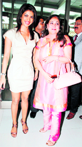 Actresses Priyanka Chopra and Teena Ambani arrive at Kokilaben Ambana hospital in Mumbai on Sunday.