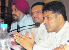 MP Manish Tewari addresses members of the LMA in Ludhiana.