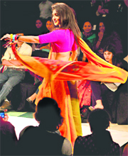 Actor Rituparna Sengupta walks the ramp for Kolkata Fashion Week II in Kolkata.