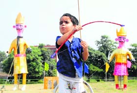 This little boy is all set to triumph over the evil at sector 40 ground, on the eve of Dussehra on Monday.Lifestyle Photo: Vinay Malik