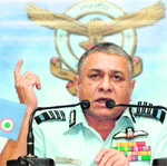 Air Chief Marshal PV Naik addresses a press conference in New Delhi 