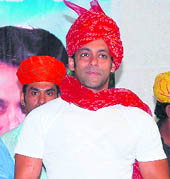 Actor Salman Khan at a road show in Sumerpur on Monday