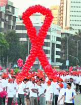 Doctors participate in a walkathon as part of an awareness drive to mark the day in Mumbai on Tuesday.