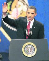 President Barack Obama talks about the Afghan policy in New York on Wednesday.