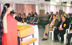 A student during a seminar on stress management in Ludhiana