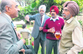 War veterans have a chat in the sun.