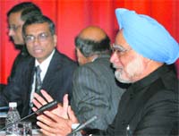 Prime Minister Manmohan Singh speaks at a delegation-level talks in Copenhagen 