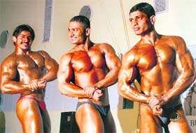 Winners of various categories of the Bodybuilding Championship at the DAV College in Chandigarh