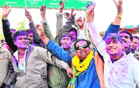 BJP workers celebrate the partys victory in Ranchi