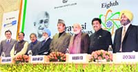 Union Minister for Health and Family Welfare Ghulam Nabi Azad, Gujarat CM Narendra Modi, Maharashtra CM Ashok Chavan, Deputy CM of Punjab Sukhbir Badal at Pravasi Bharatiya Divas in New Delhi 