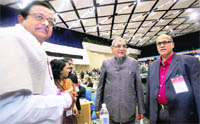 Union Home Minister P Chidambaram with Haryana CM Bhupinder Singh Hooda and Goa CM Digambar Kamat at the conference of chief ministers in New Delhi 