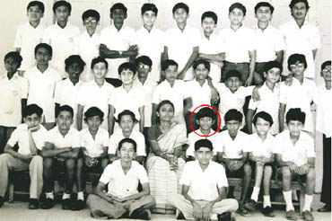 Rahman (encircled) with classmates in this school photo