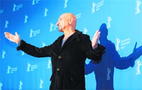 Actor Ben Kingsley poses for photographers as he promotes his movie “Shutter Island” at the 60th Berlinale International Film Festival in Berlin on February 13.