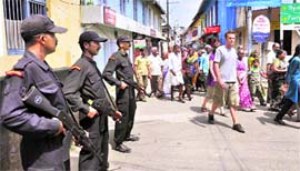 Police commandos keep vigil near the Jewish Synagogue in Kochi on Saturday. The city has been put on red alert following an MHA warning of a possible Lashkar attack.