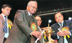 Chief Justice of India KG Balakrishnan inaugurates an international conference of jurists by lighting a lamp in Panchkula on Saturday.
