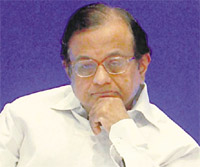 Union Home Minister P Chidambaram during the Valour Day function of the CRPF in New Delhi on Friday.