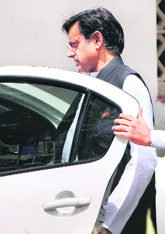 Shashi Tharoor after meeting the Prime Minister in New Delhi on Sunday.