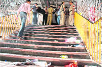 The stampede site at New Delhi railway station