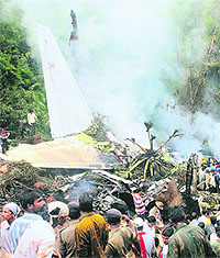 Rescue operation on at the site of the crashed Air India passenger plane in Mangalore on Saturday.