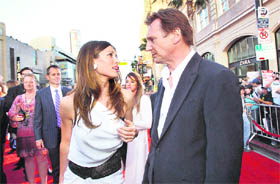 Cast members Jessica Biel and Liam Neeson attend the premiere of The A-Team at the Mann’s Grauman Chinese theatre in Hollywood, California.