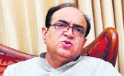 Haryana Environment Minister Ajay Singh Yadav talks of his concern over the dying Sukhna Lake in Chandigarh on Tuesday.