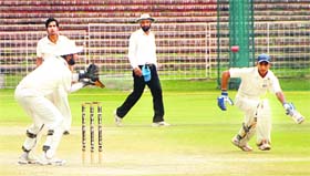 A match between Chandigarh and Jalandhar in progress at the Sector 16 Cricket Stadium in Chandigarh