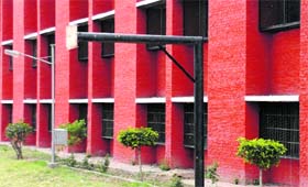 A basketball pole without basket at Government Model High School, Sector 37