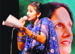 An artiste performs at Punjab Kala Bhavan in Sector 16, Chandigarh, on Tuesday.