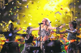 Shakira performs at the inaugural ceremony
