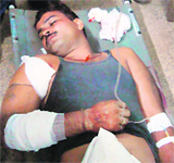 An injured CRPF personnel at a Bastar hospital late Tuesday evening.