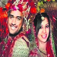 A TV grab shows an artists impression of MS Dhoni and his wife Sakshi