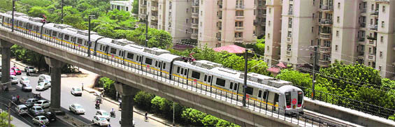 A view of the metro in Gurgaon