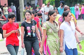 Students come out after appearing in the B.Ed entrance examination