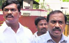 Karnataka legislator G Janardhan Reddy interacts with the media after meeting BJP leader Sushma Swaraj in New Delhi on Sunday.
