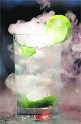 A molecular Mojito is displayed at a bartender school in Lima. A Peruvian bartender school is using the principles of molecular mixology, the practical application of science and physics, to create new flavours, textures and special ways of serving cocktails.