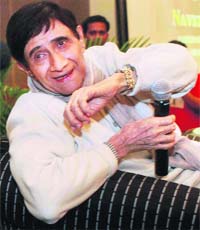 Bollywood actor Dev Anand interacts with the media at the announcement of his new film Chargesheet in Mumbai recently